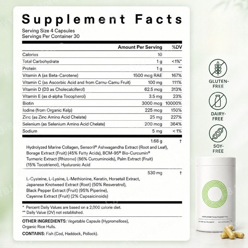 แคปซูลบำรุงเส้นผมสำหรับผู้หญิง - Herbal Wellness Blend บทวิจารณ์และราคา